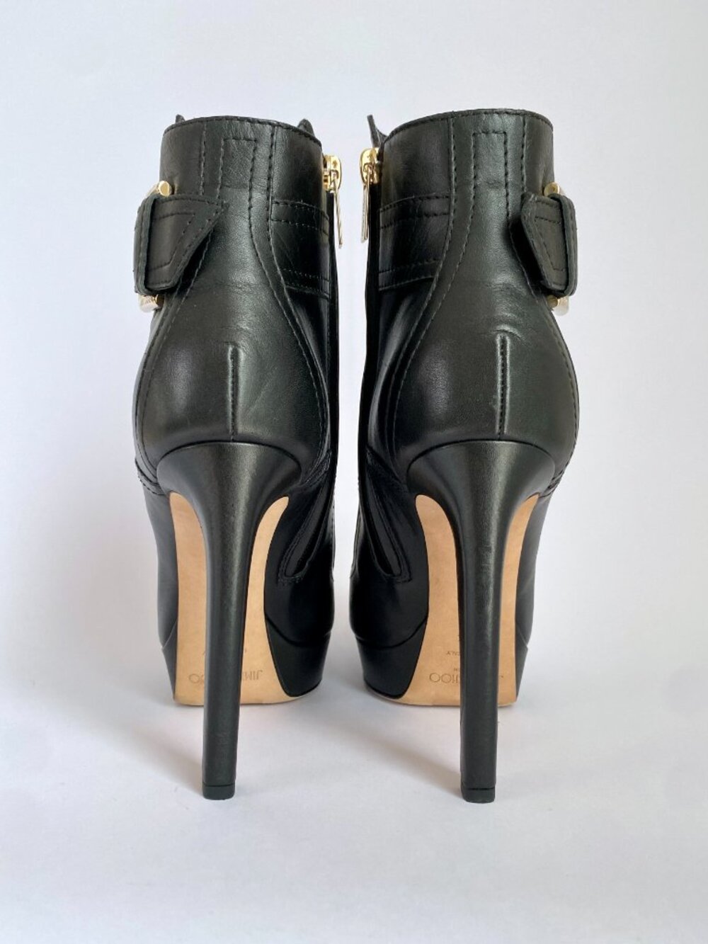 Jimmy Choo Britney 115 Black Leather Platform Ankle Boot Size EU 38.5 / US 8 - Picture 7 of 13